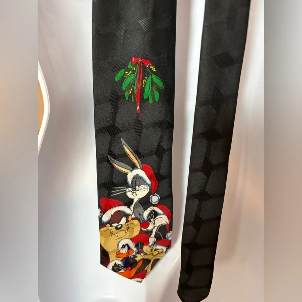 Warner Bros. Looney Tunes Black Patterned Tie Christmas